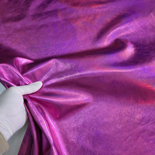 Iridescent metallic soft Cow Leather: Rainbow effect, thick 1.1mm( 3 oz)