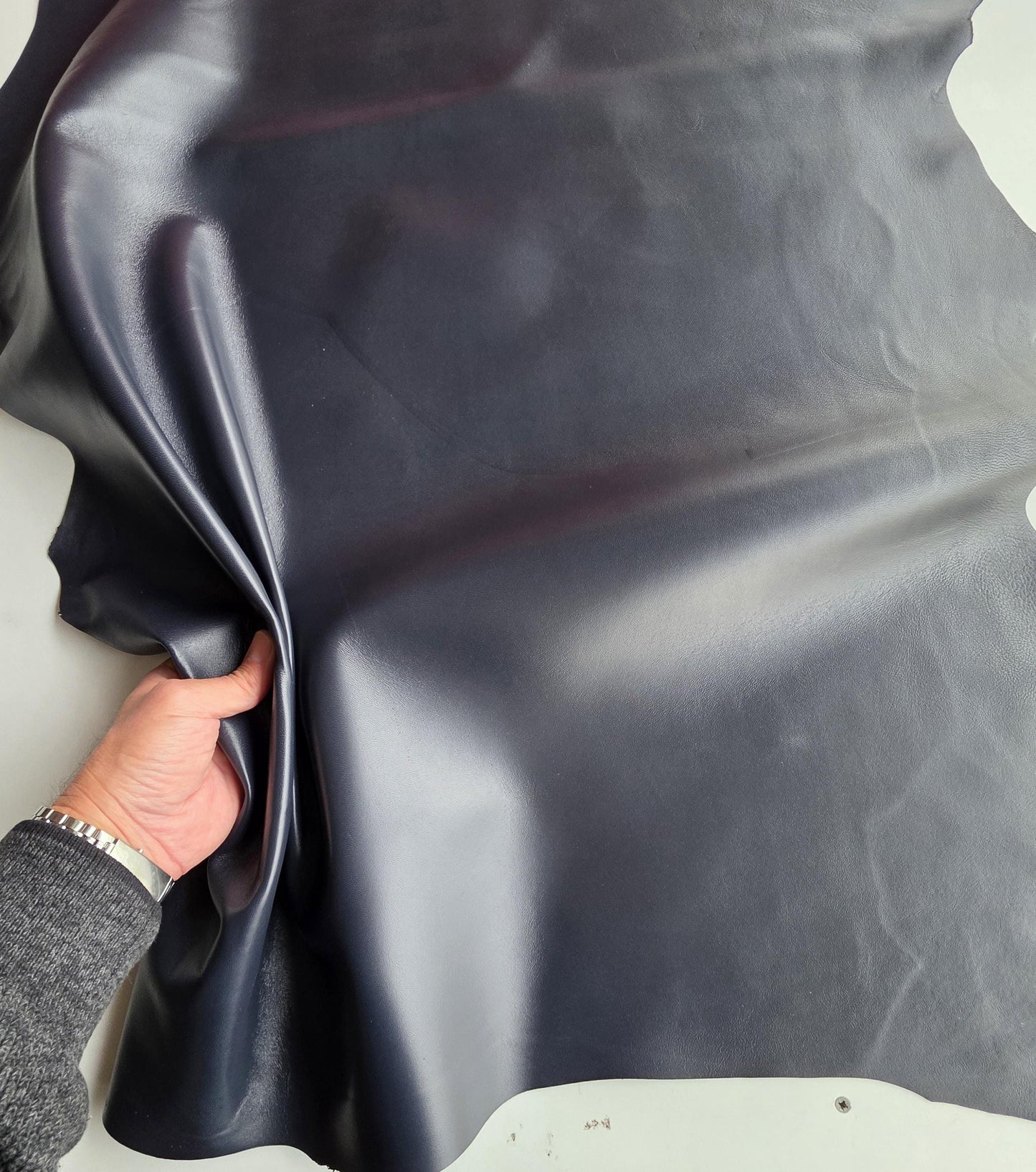 Dark Blue Lambskin Leather: Soft Large Sheep Leather for Crafts