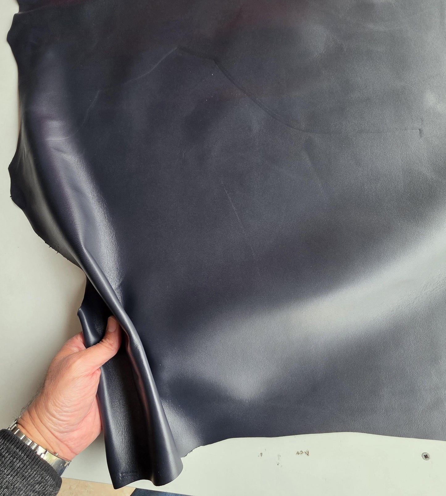 Dark Blue Lambskin Leather: Soft Large Sheep Leather for Crafts