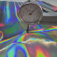 Silver Iridescent Cow Patent Leather: Holographic Rainbow Glossy Metallic (1.1mm 3 oz)