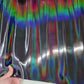 Color Black Iridescent Cow Patent Leather: Holographic Rainbow Glossy Metallic (1.2mm 3 oz)