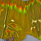 Yellow Iridescent Cow Patent Leather: Holographic Rainbow Glossy Metallic (1.2mm 3 oz)
