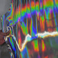 Silver Iridescent Cow Patent Leather: Holographic Rainbow Glossy Metallic (1.1mm 3 oz)