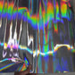 Silver Iridescent Cow Patent Leather: Holographic Rainbow Glossy Metallic (1.1mm 3 oz)