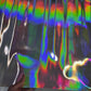 Silver Iridescent Cow Patent Leather: Holographic Rainbow Glossy Metallic (1.1mm 3 oz)