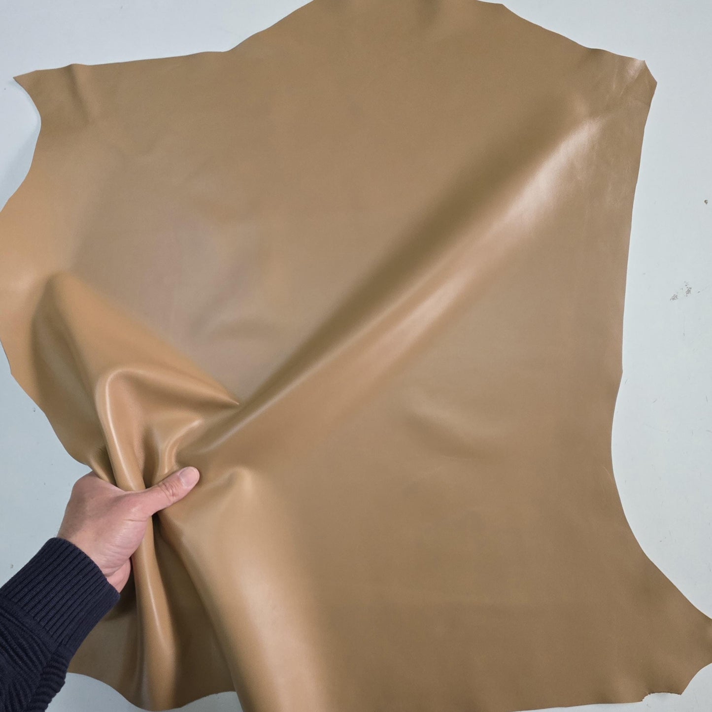 Dark Beige Sheep Leather for crafts: Soft and thick sheepskin hide