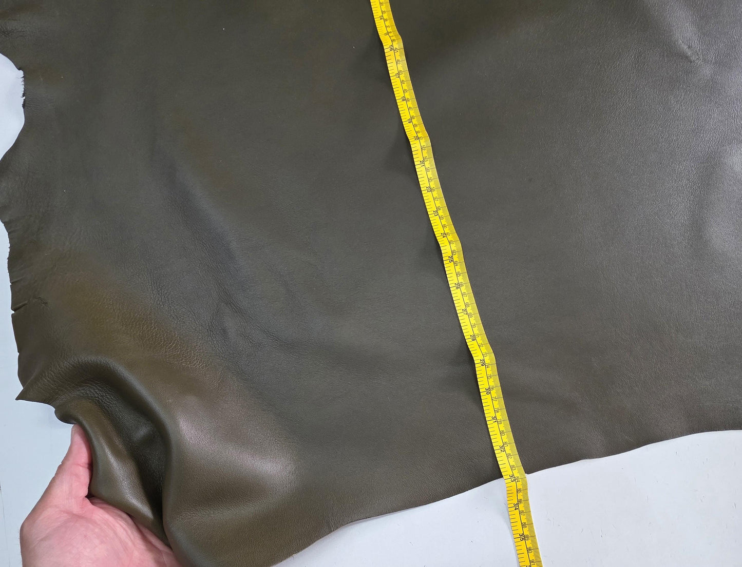 Army Green Sheep Leather for crafts: Soft, Thick, and Large Sheepskin Hide