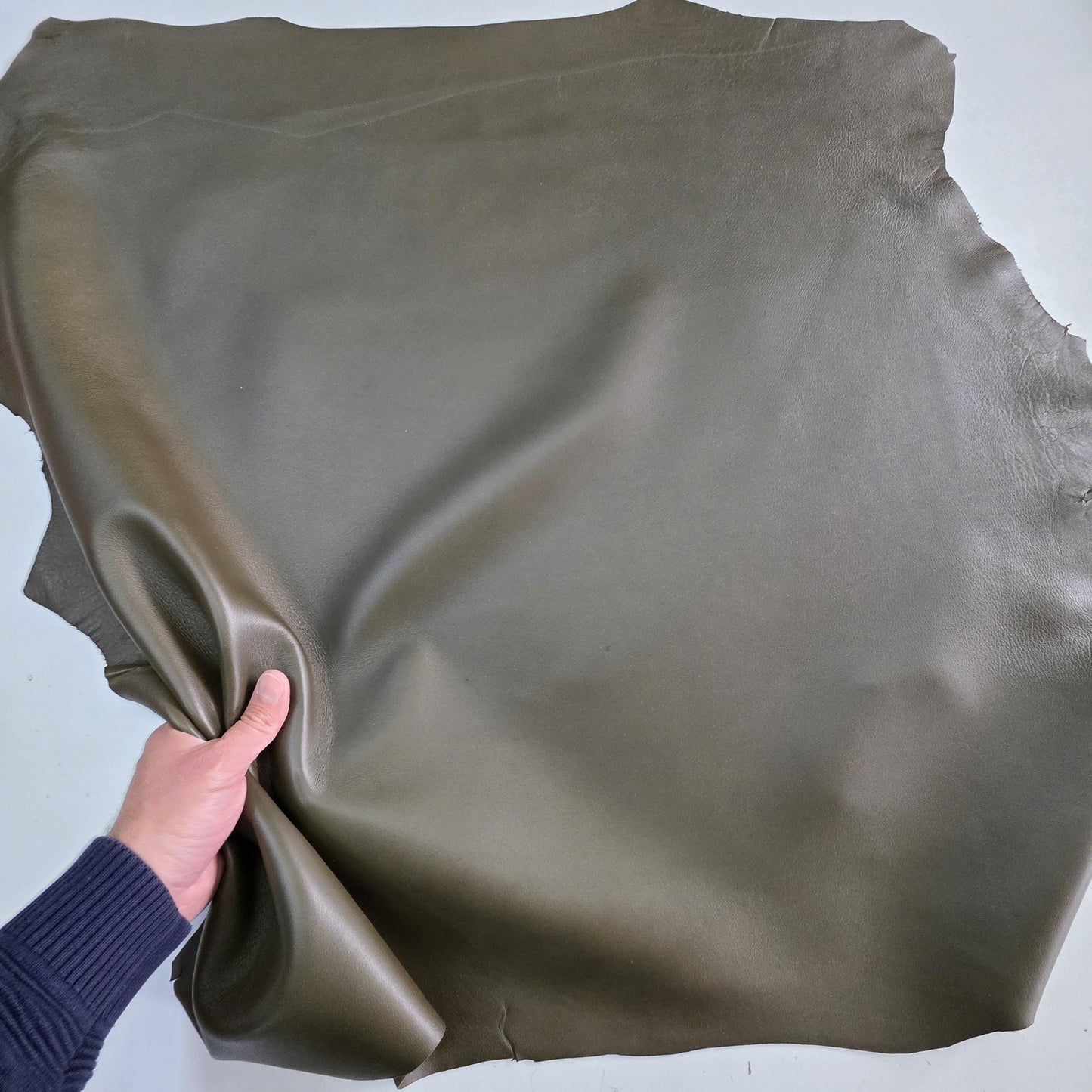 Army Green Sheep Leather for crafts: Soft, Thick, and Large Sheepskin Hide