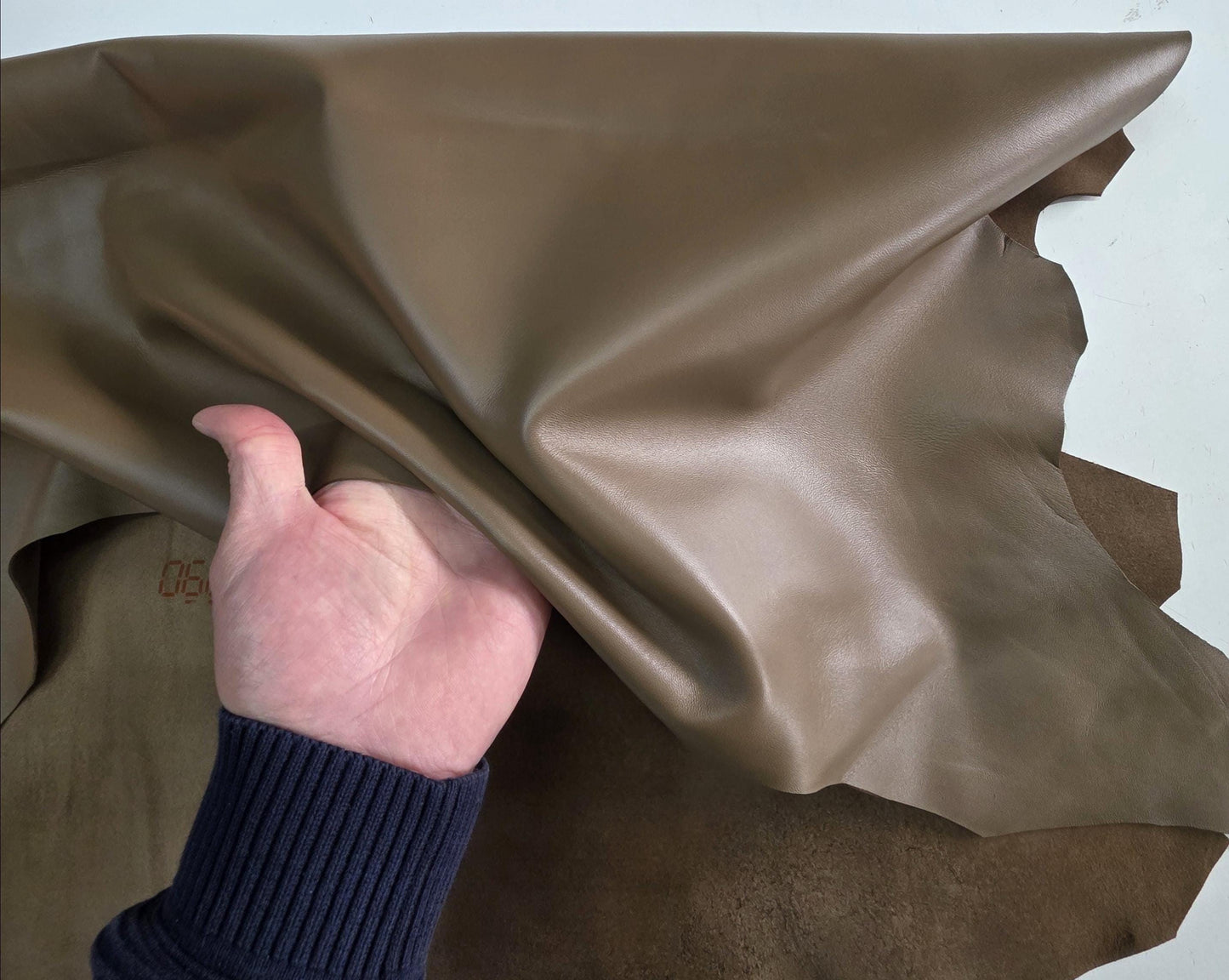 Color Taupe sheepskin hide: Soft Genuine Leather for Crafts
