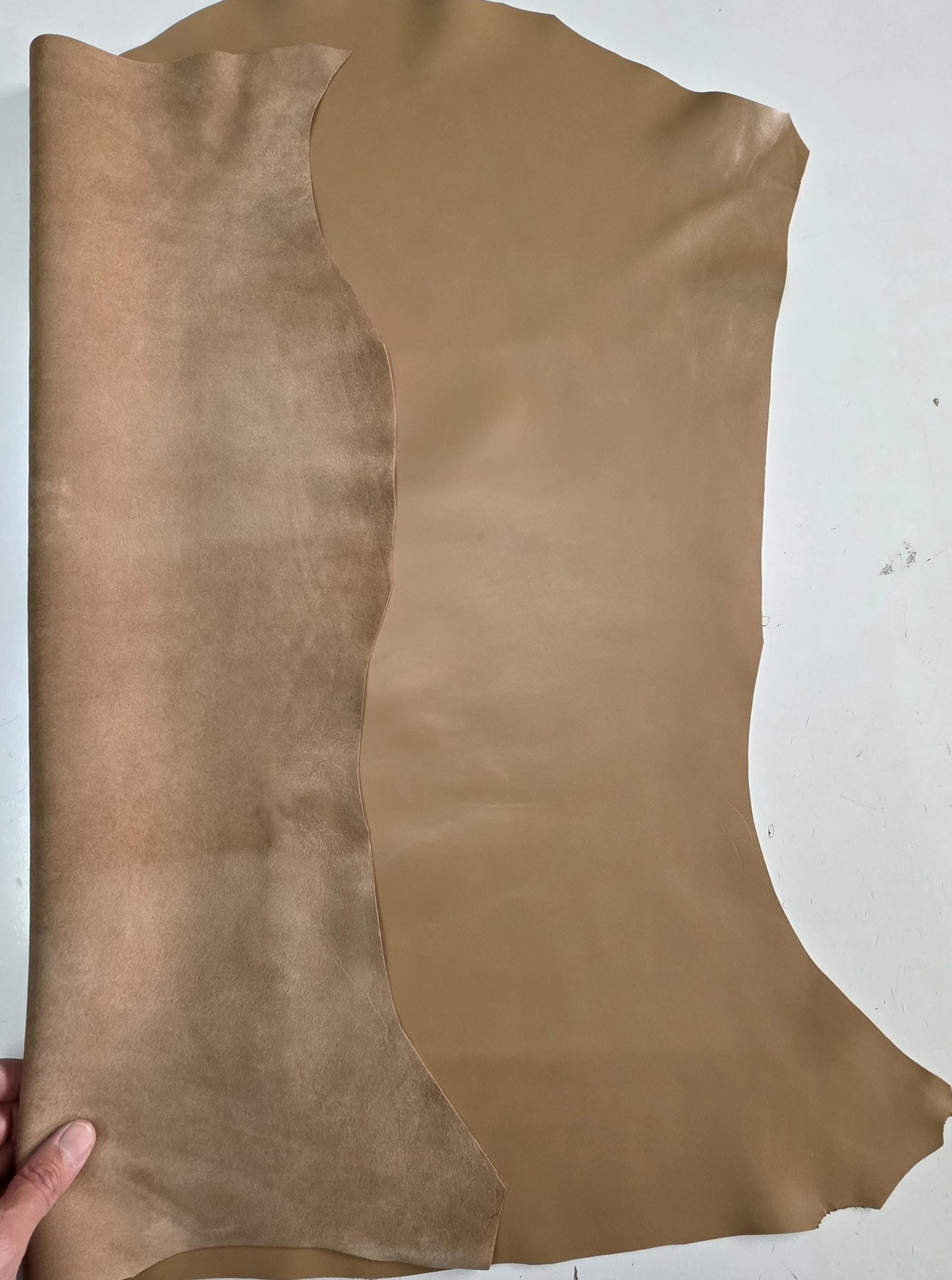 Dark Beige Sheep Leather for crafts: Soft and thick sheepskin hide