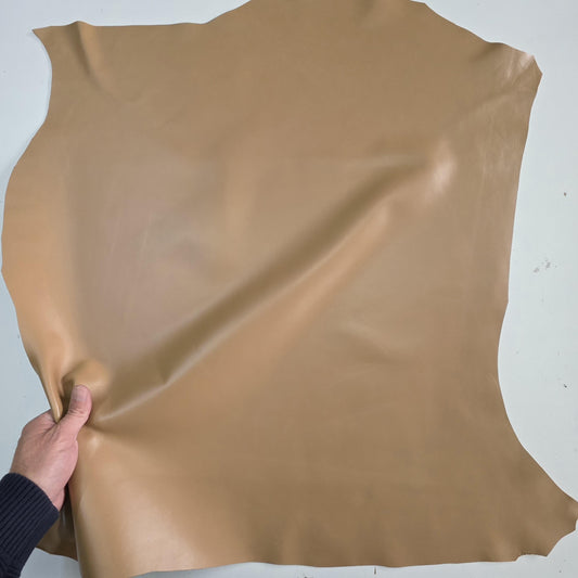 Dark Beige Sheep Leather for crafts: Soft and thick sheepskin hide