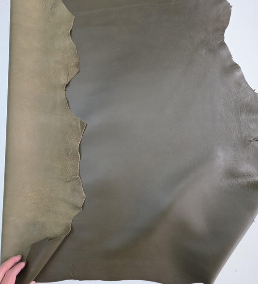 Army Green Sheep Leather for crafts: Soft, Thick, and Large Sheepskin Hide