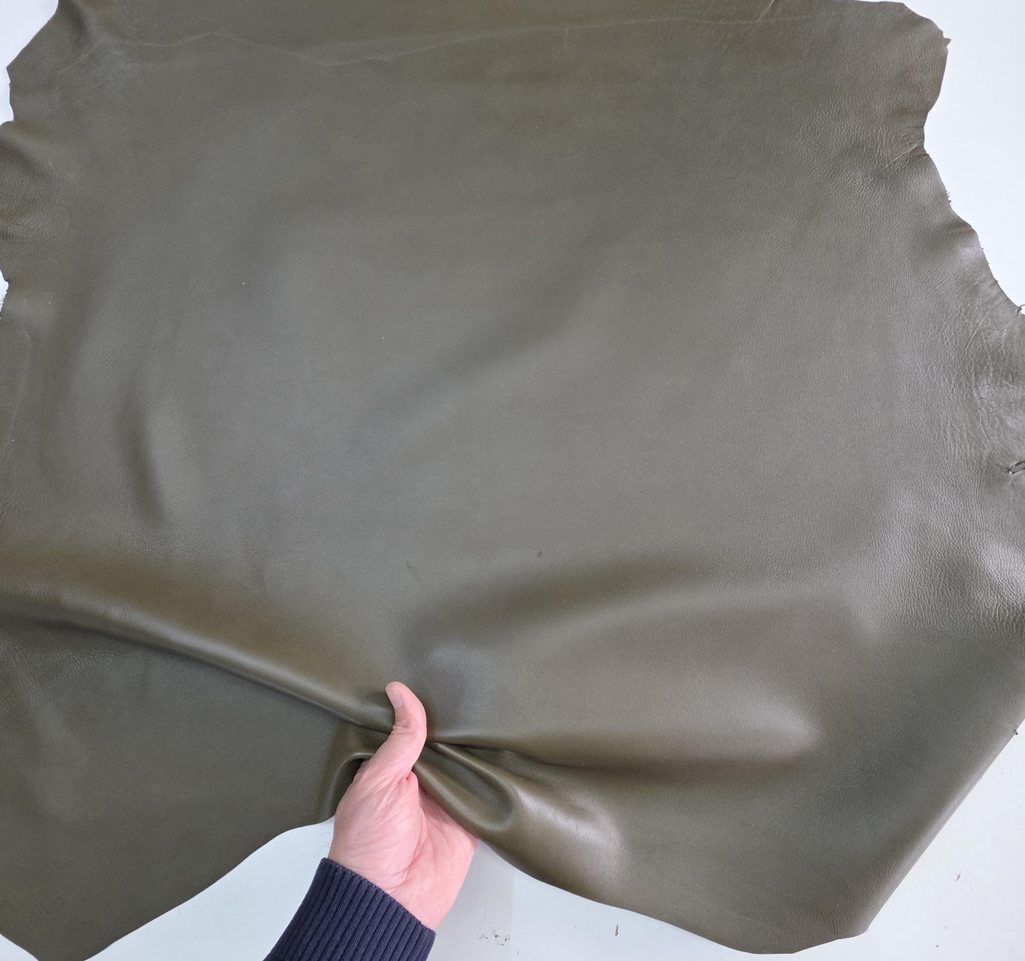Army Green Sheep Leather for crafts: Soft, Thick, and Large Sheepskin Hide