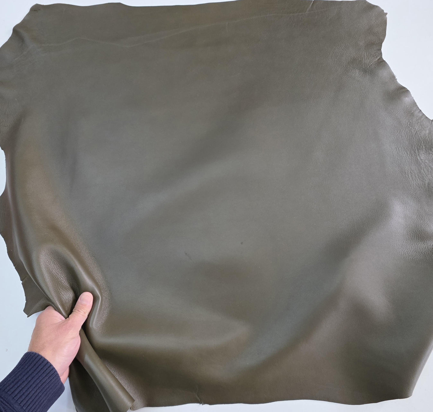 Army Green Sheep Leather for crafts: Soft, Thick, and Large Sheepskin Hide