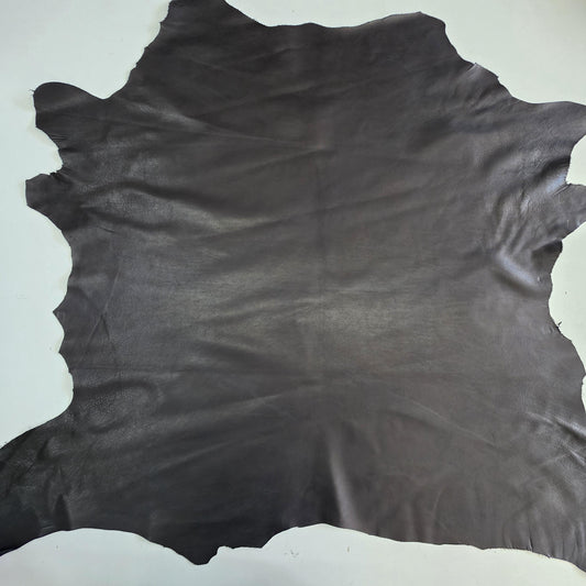 Black Milled Cow-Calf Leather: Soft Aniline Cowhide Skin (0.8mm 2 oz)