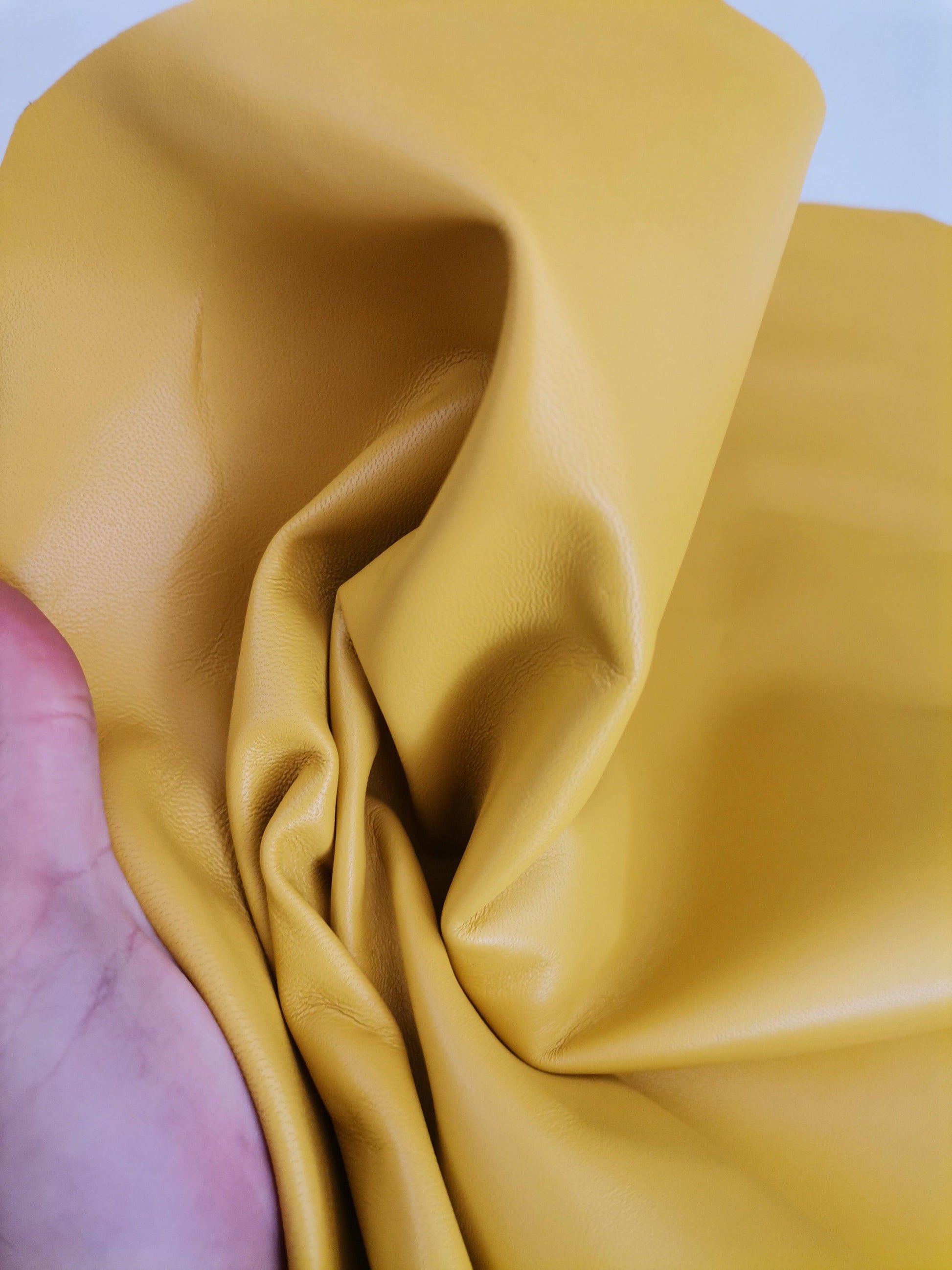 Sheep genuine leather, lambskin nappa leather hide for crafts col. yellow, thick. 0,9mm (2 1/2oz) - Salvo Leather