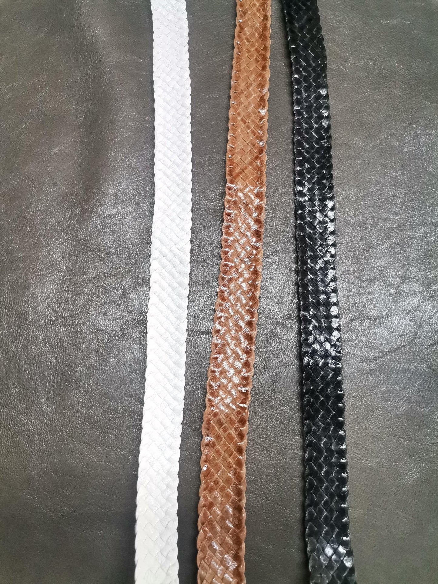 Goat full veg knitted leather straps, Braided goat veg leather straps hand crafted. - Salvo Leather