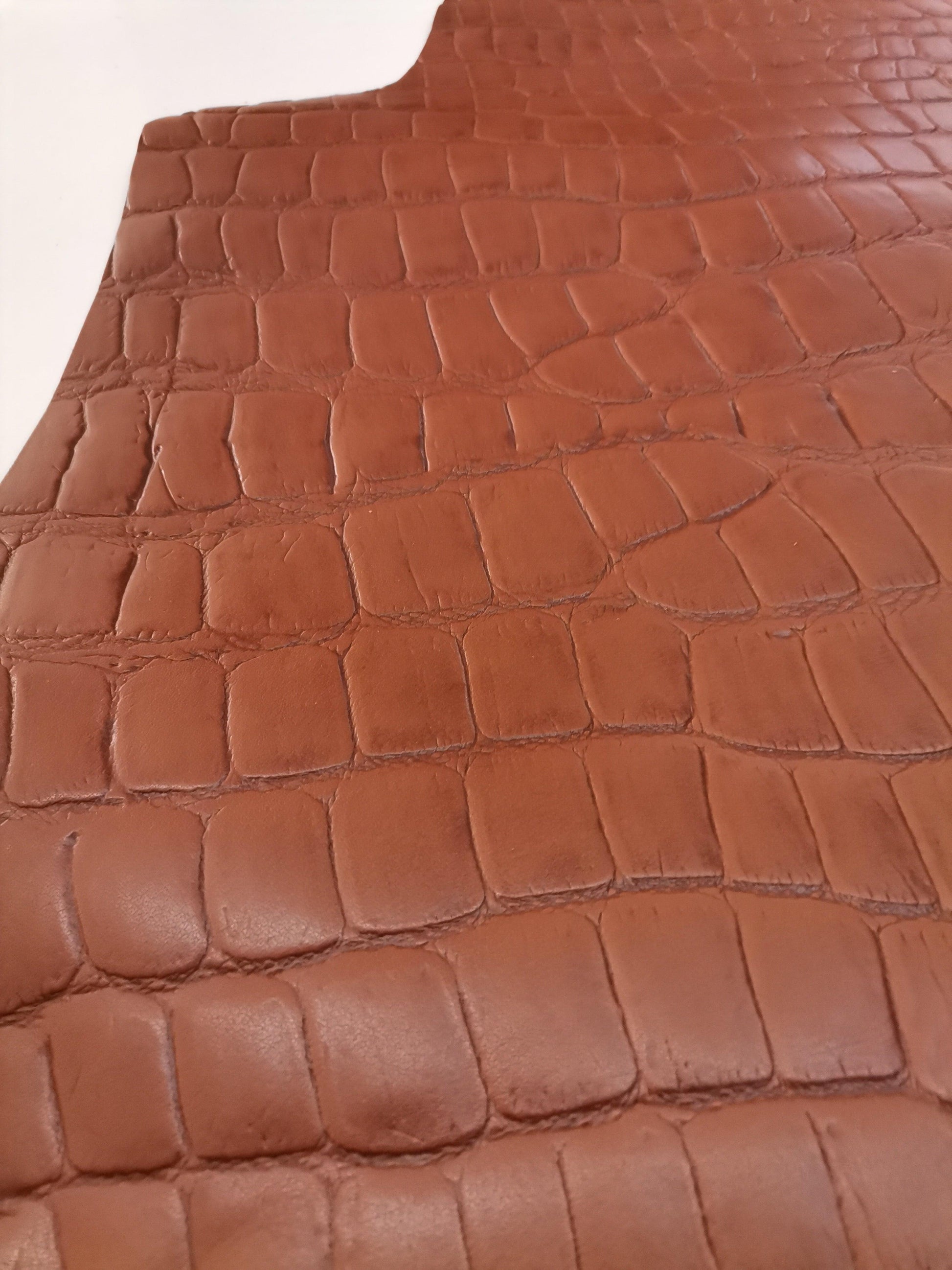 Cow embossed leather with big crocodile effect - Salvo Leather