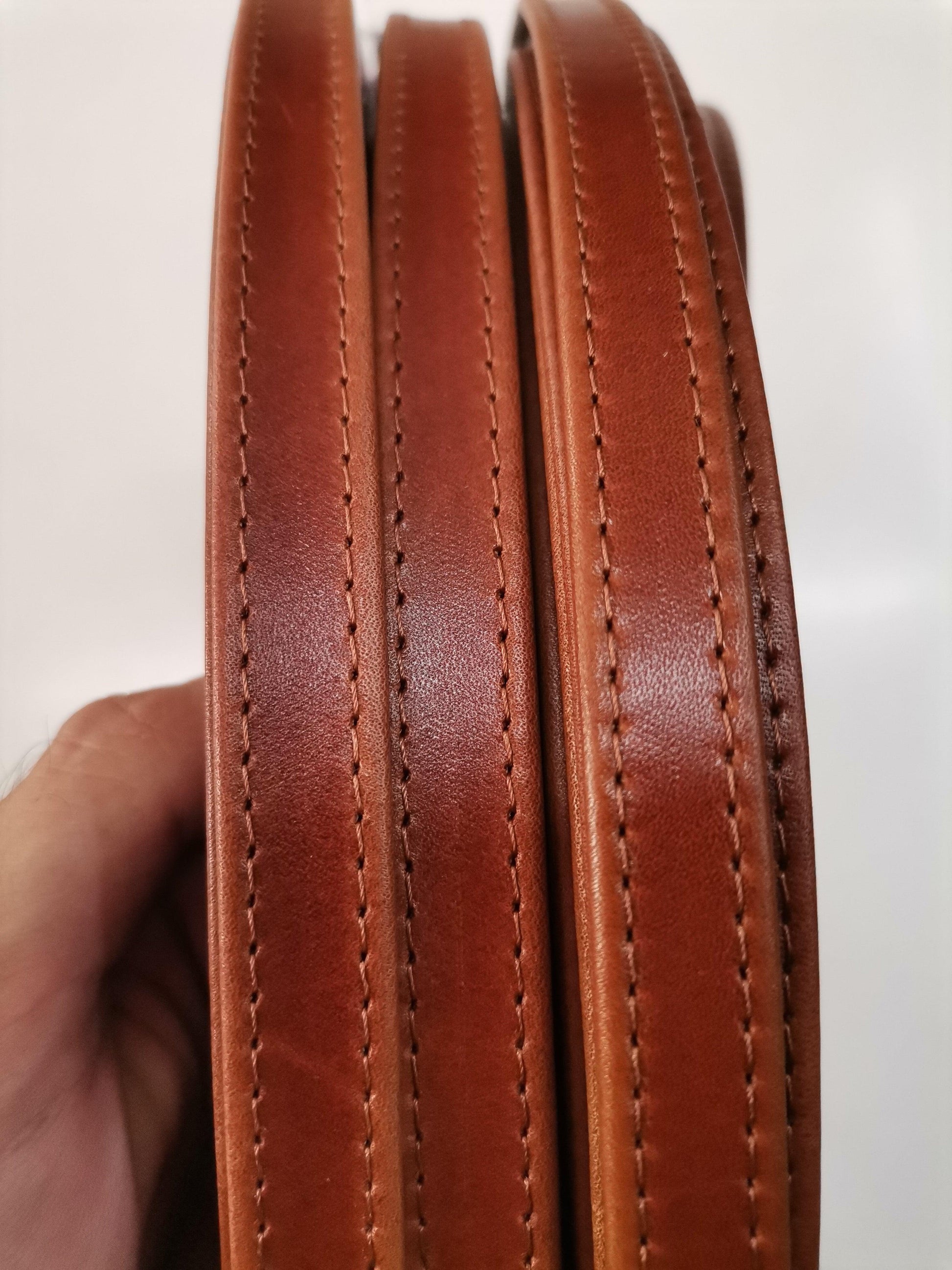 Leather straps width 1,5cm, Genuine full grain stitched leather straps, thickness 2,2mm(5 oz), Leather strips, Straps for bags and DIY - Salvo Leather