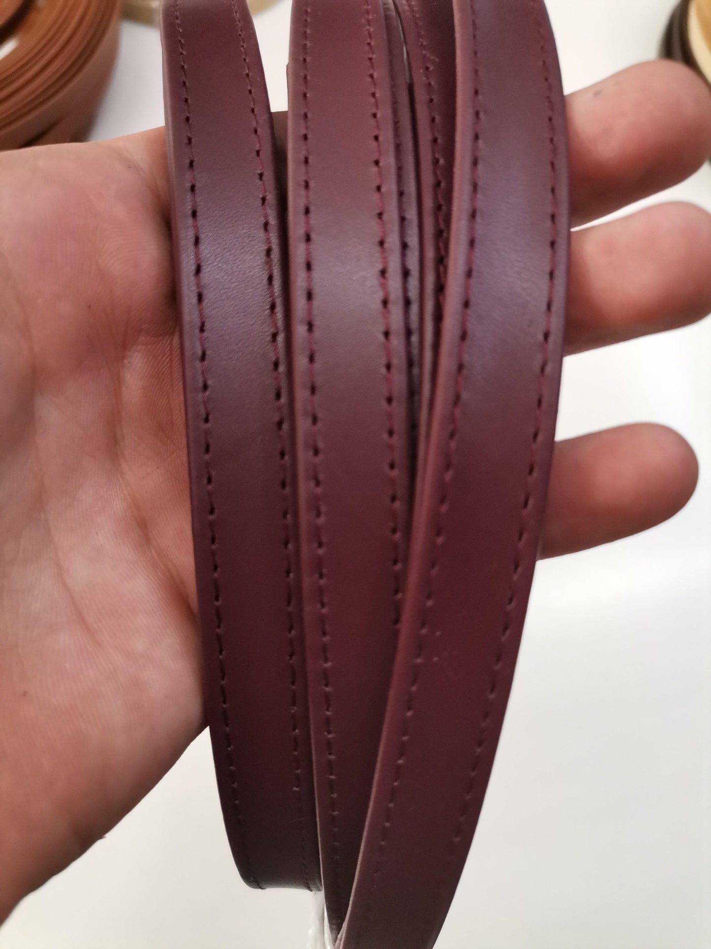 Leather straps width 1,5cm, Genuine full grain stitched leather straps, thickness 2,2mm(5 oz), Leather strips, Straps for bags and DIY - Salvo Leather