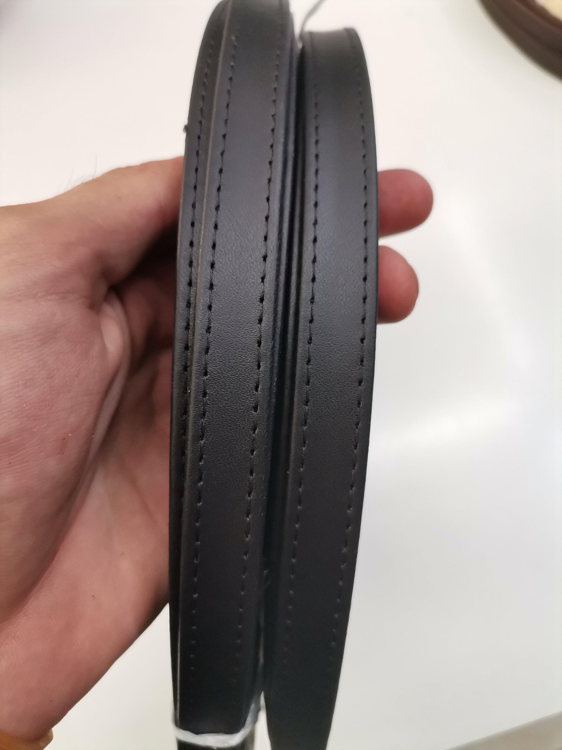 Leather straps width 1,5cm, Genuine full grain stitched leather straps, thickness 2,2mm(5 oz), Leather strips, Straps for bags and DIY - Salvo Leather